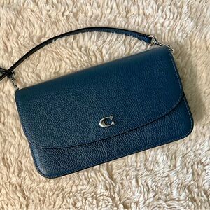 COACH Blue Pebble Leather Hayden Crossbody Bag with Removable Strap